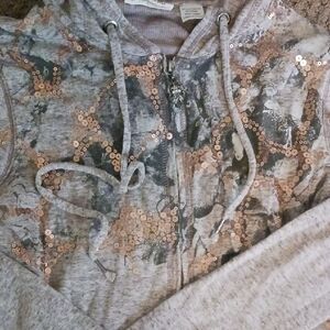 Miss Me Light Brown Sequin Hoodie